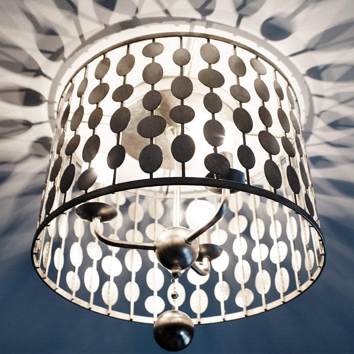 Crystorama 544-SA Three Light Ceiling Mount, Antique Silver