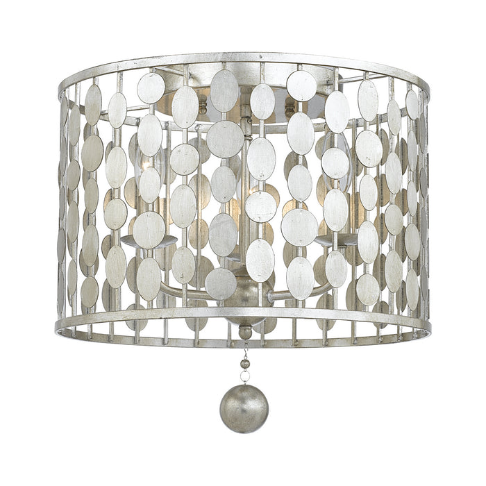 Crystorama 544-SA Three Light Ceiling Mount, Antique Silver