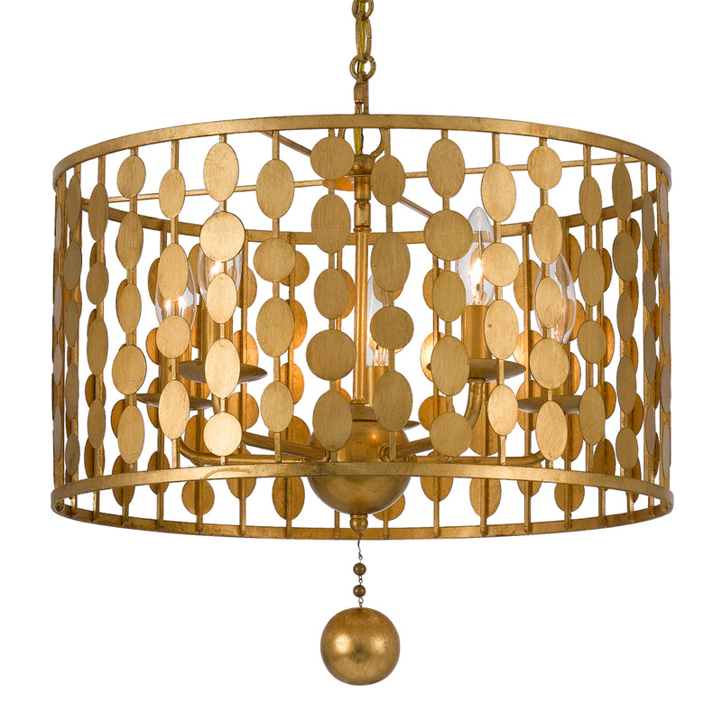 Crystorama 545-GA Five Light Chandelier, Antique Gold