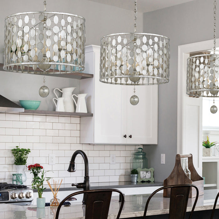 Crystorama 545-SA Five Light Chandelier, Antique Silver