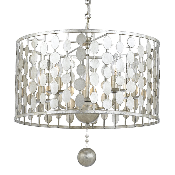 Crystorama 545-SA Five Light Chandelier, Antique Silver