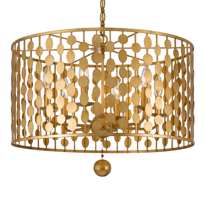 Crystorama 546-GA Six Light Chandelier, Antique Gold