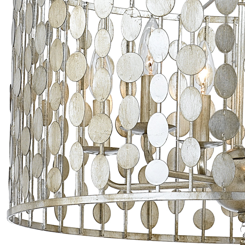 Crystorama 546-SA Six Light Chandelier, Antique Silver