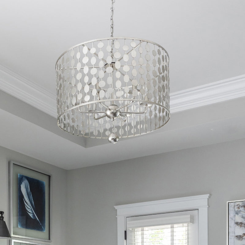 Crystorama 546-SA Six Light Chandelier, Antique Silver
