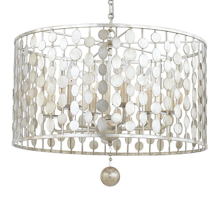 Crystorama 546-SA Six Light Chandelier, Antique Silver