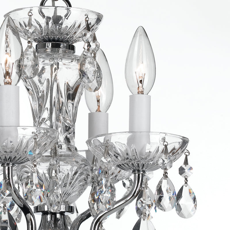 Crystorama 5534-CH-CL-MWP Four Light Mini Chandelier, Polished Chrome