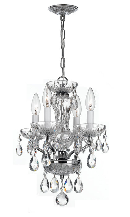 Crystorama 5534-CH-CL-MWP Four Light Mini Chandelier, Polished Chrome