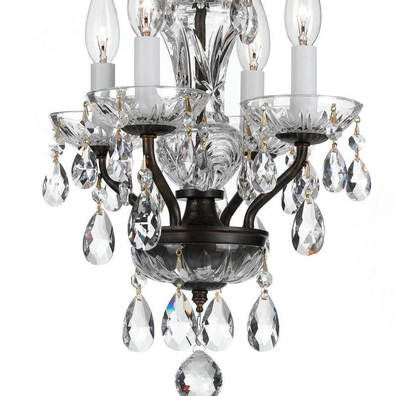 Crystorama 5534-EB-CL-MWP Four Light Mini Chandelier, English Bronze