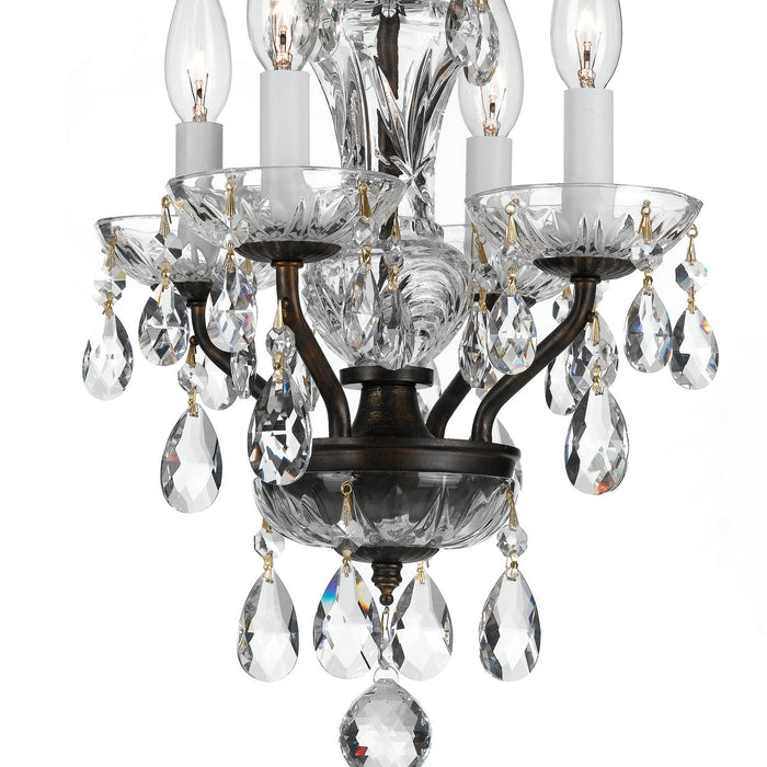 Crystorama 5534-EB-CL-MWP Four Light Mini Chandelier, English Bronze