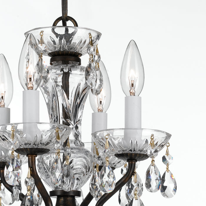 Crystorama 5534-EB-CL-MWP Four Light Mini Chandelier, English Bronze