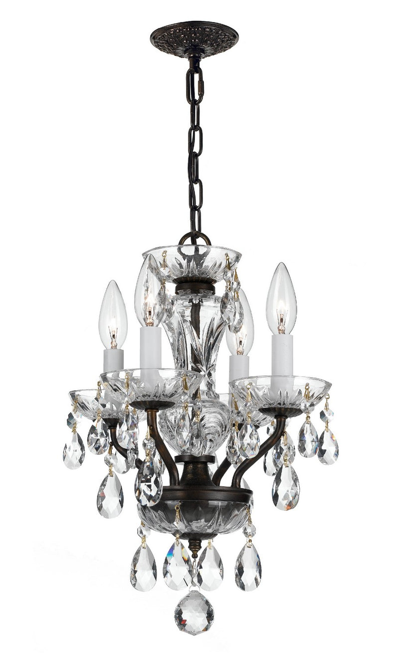 Crystorama 5534-EB-CL-MWP Four Light Mini Chandelier, English Bronze