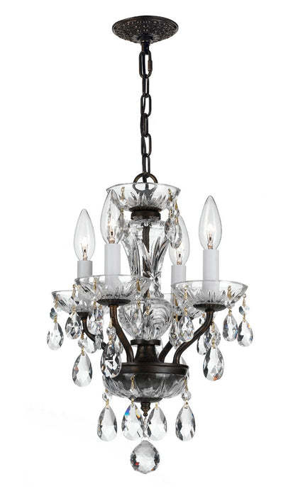 Crystorama 5534-EB-CL-MWP Four Light Mini Chandelier, English Bronze