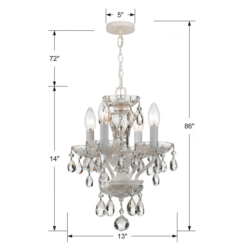 Crystorama 5534-WW-CL-MWP Four Light Mini Chandelier, Wet White