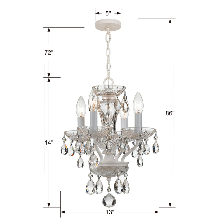 Crystorama 5534-WW-CL-MWP Four Light Mini Chandelier, Wet White