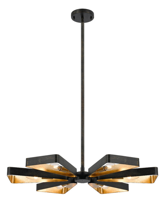 Crystorama 596-EB-GA Six Light Chandelier, English Bronze + Antique Gold