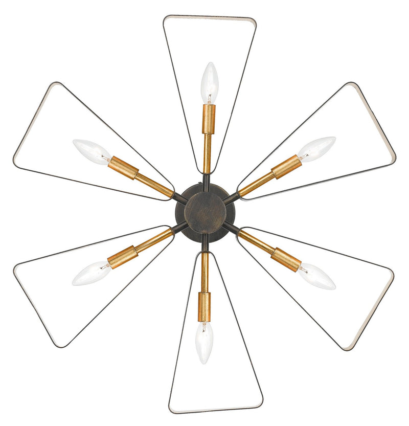 Crystorama 596-EB-GA Six Light Chandelier, English Bronze + Antique Gold