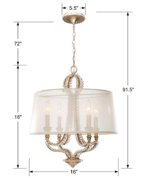 Crystorama 6764-DT Four Light Mini Chandelier, Distressed Twilight