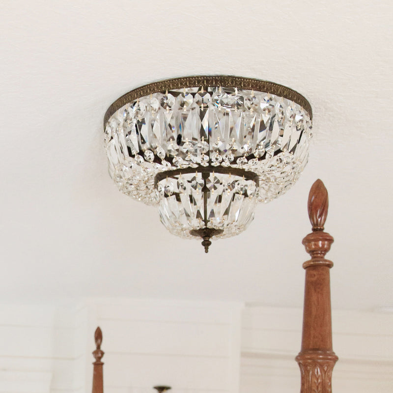 Crystorama 716-EB-CL-MWP Three Light Flush Mount, English Bronze