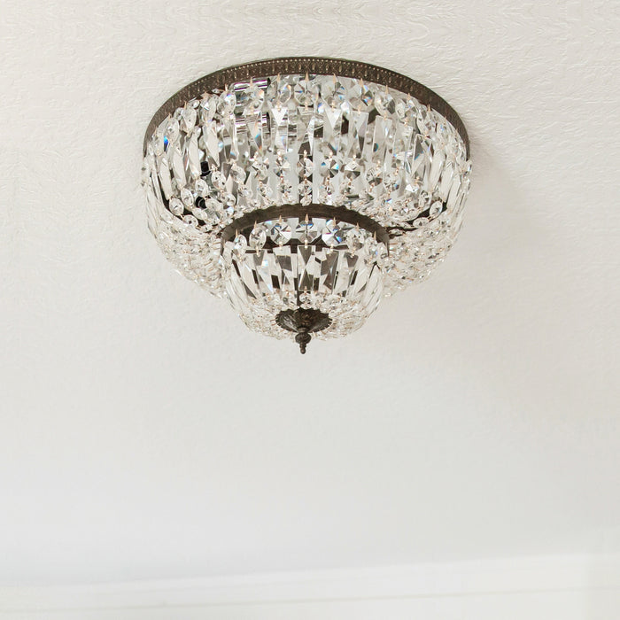 Crystorama 716-EB-CL-MWP Three Light Flush Mount, English Bronze