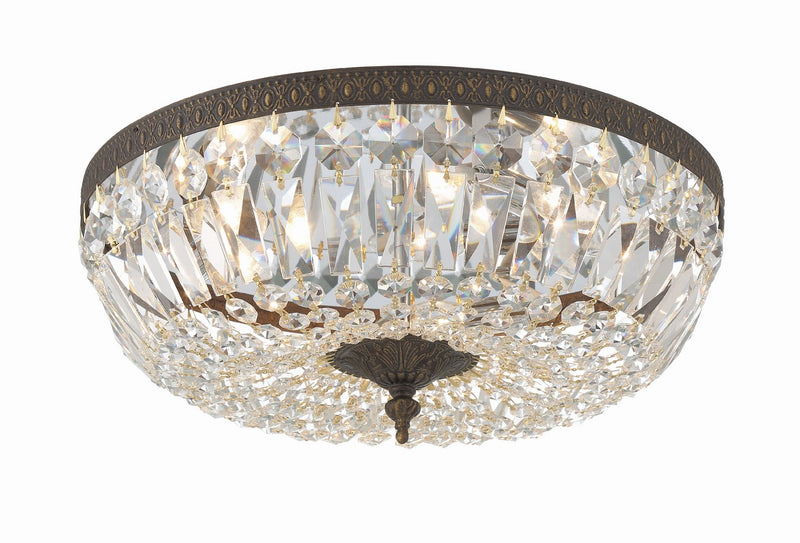 Crystorama 716-EB-CL-SAQ Three Light Flush Mount, English Bronze