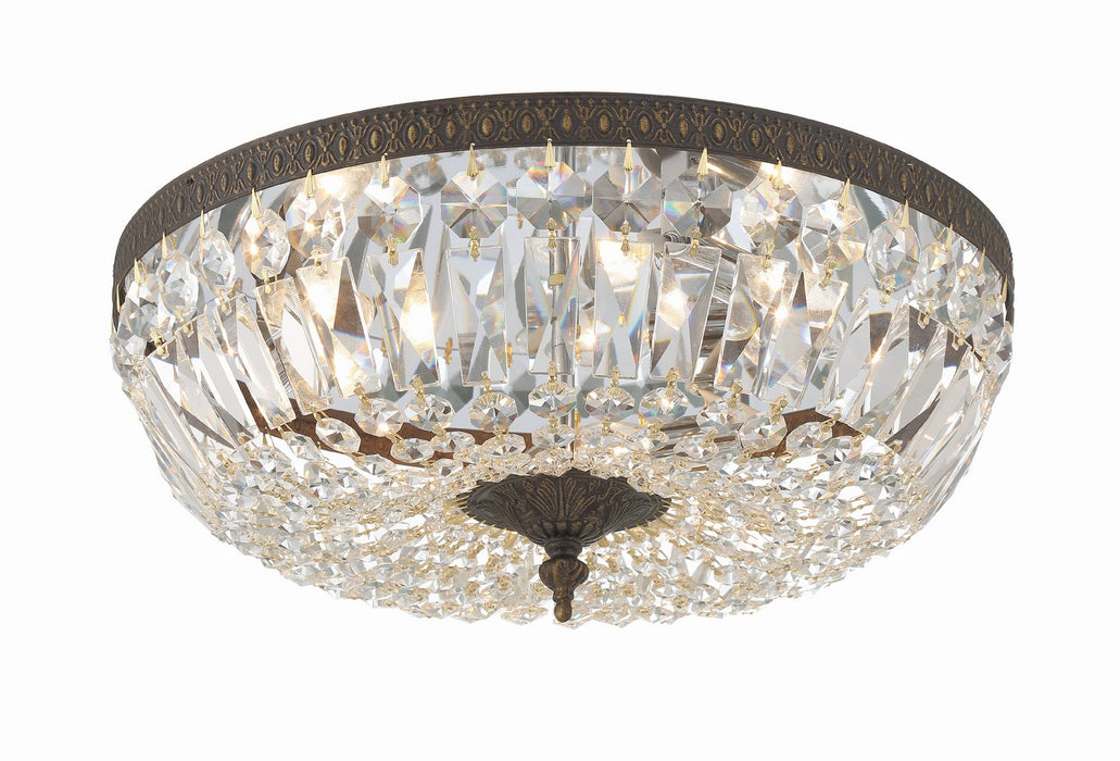 Crystorama 716-EB-CL-SAQ Three Light Flush Mount, English Bronze