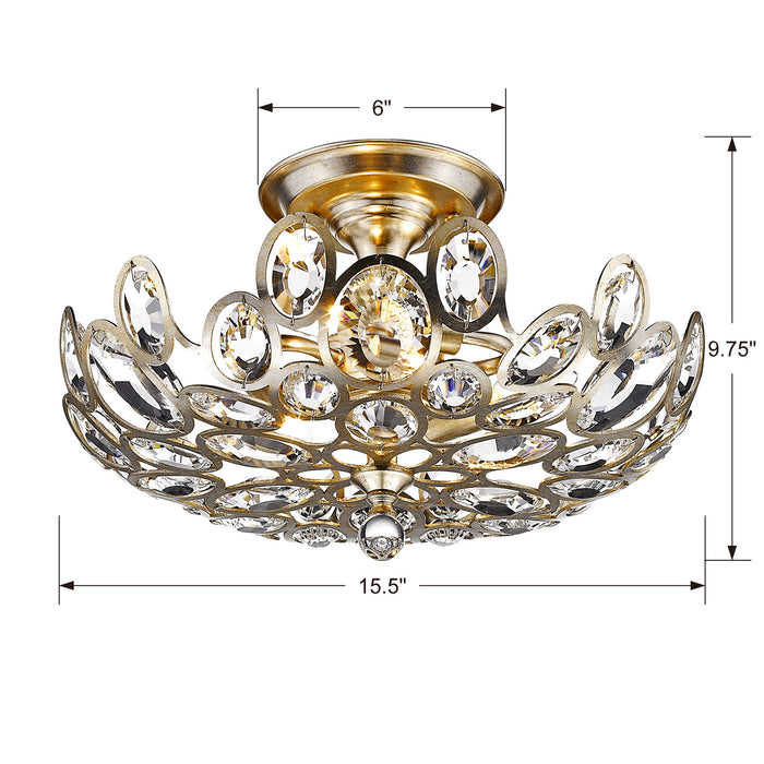 Crystorama 7583-DT Three Light Semi Flush Mount, Distressed Twilight
