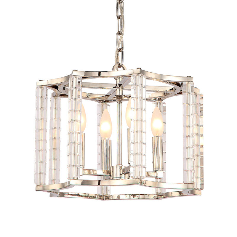 Crystorama 8854-PN Four Light Chandelier, Polished Nickel