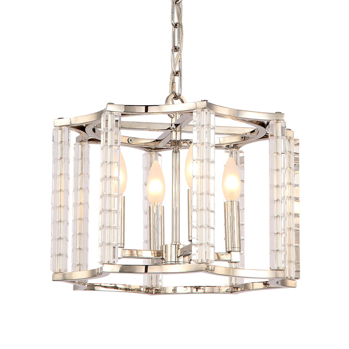 Crystorama 8854-PN Four Light Chandelier, Polished Nickel