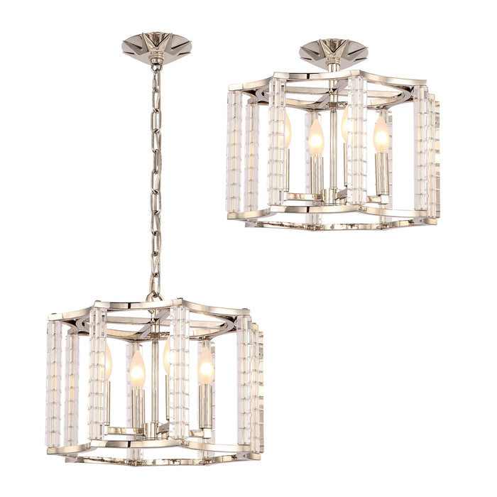 Crystorama 8854-PN Four Light Chandelier, Polished Nickel