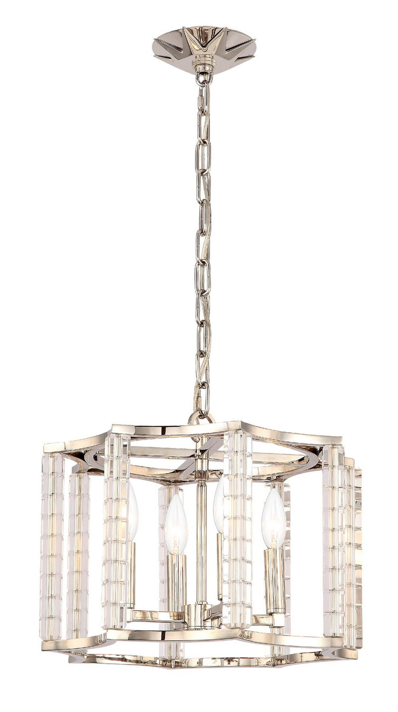 Crystorama 8854-PN Four Light Chandelier, Polished Nickel