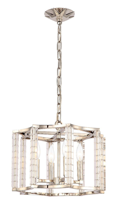 Crystorama 8854-PN Four Light Chandelier, Polished Nickel