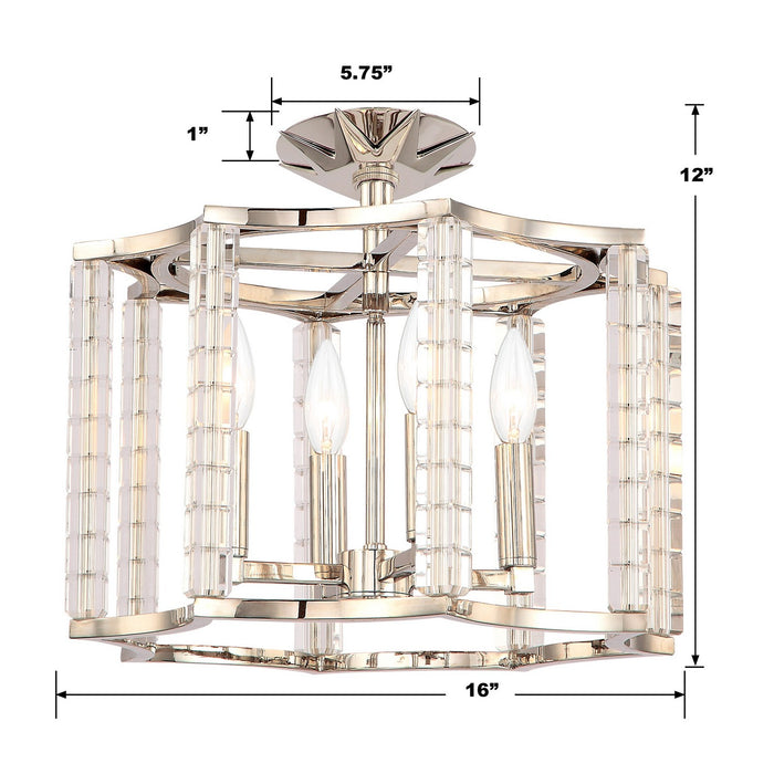 Crystorama 8854-PN_CEILING Four Light Semi Flush Mount, Polished Nickel