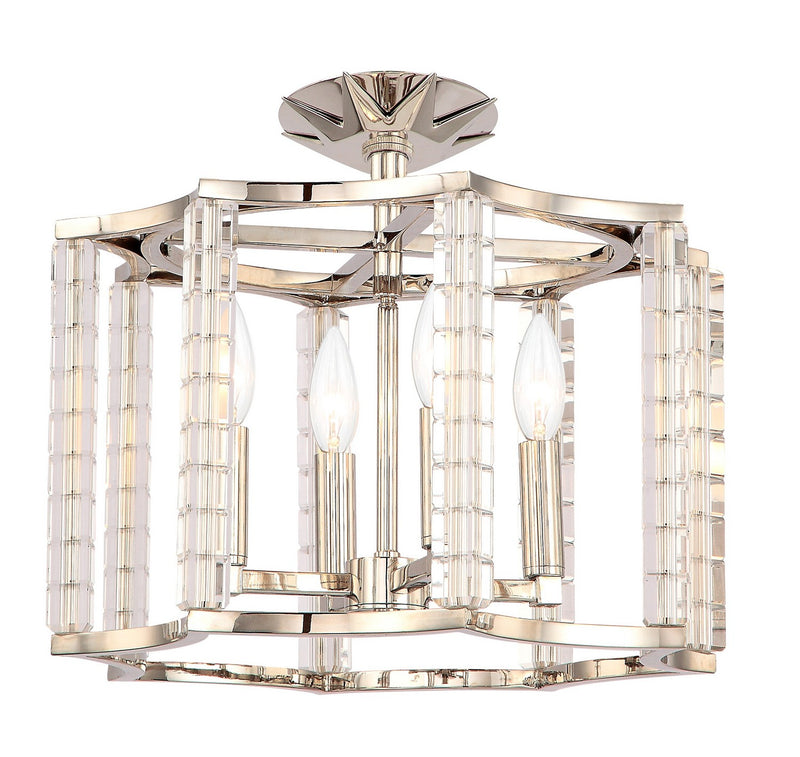 Crystorama 8854-PN_CEILING Four Light Semi Flush Mount, Polished Nickel