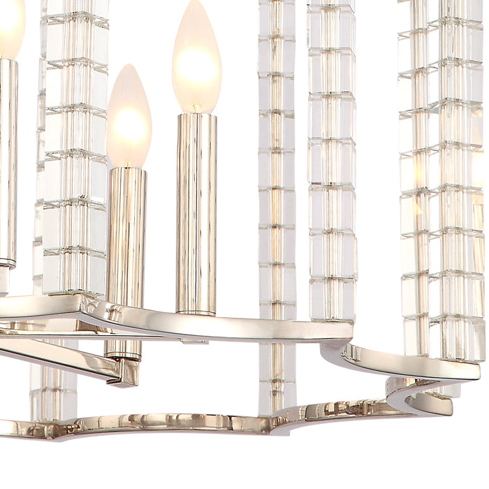 Crystorama 8856-PN Six Light Chandelier, Polished Nickel