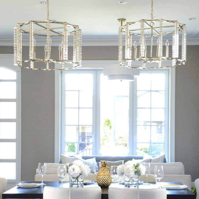 Crystorama 8856-PN Six Light Chandelier, Polished Nickel