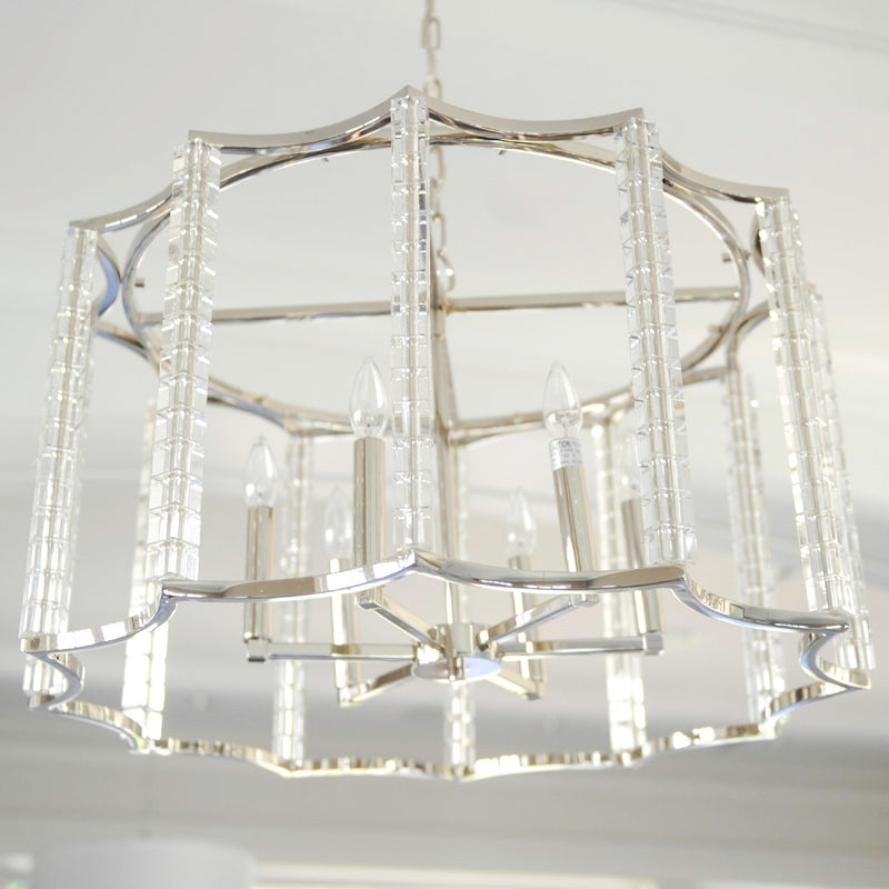 Crystorama 8856-PN Six Light Chandelier, Polished Nickel