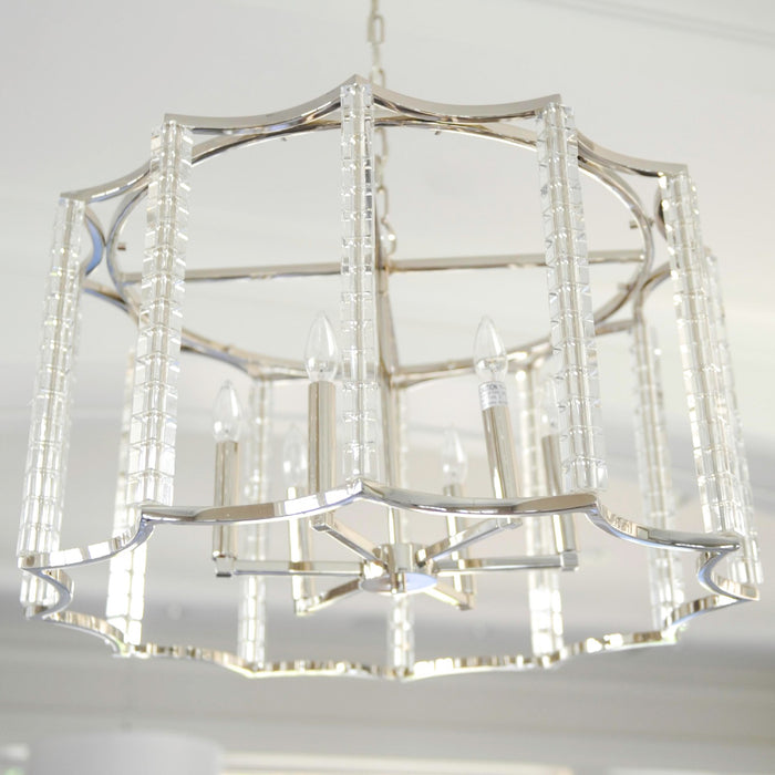 Crystorama 8856-PN Six Light Chandelier, Polished Nickel