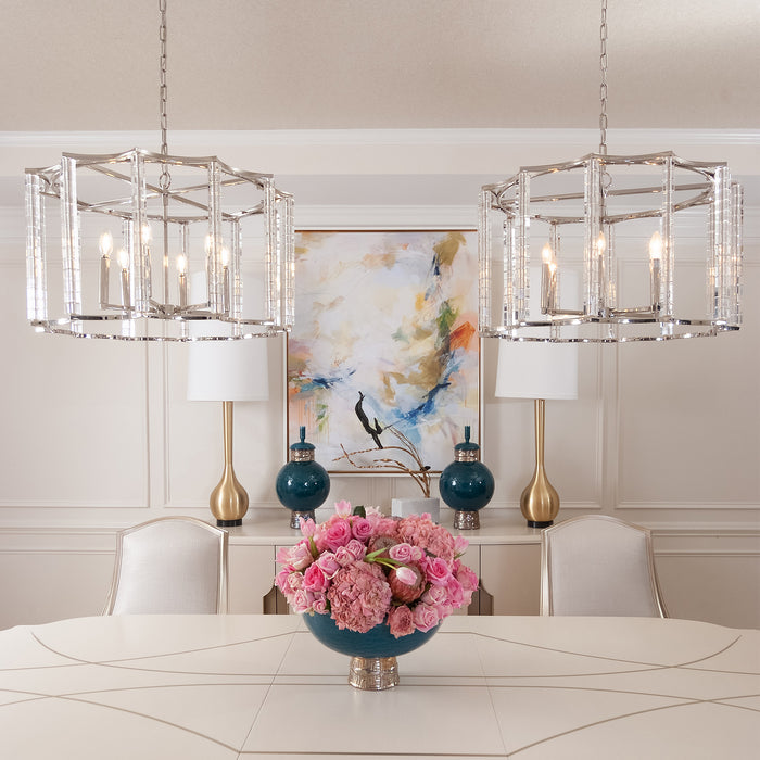 Crystorama 8856-PN Six Light Chandelier, Polished Nickel