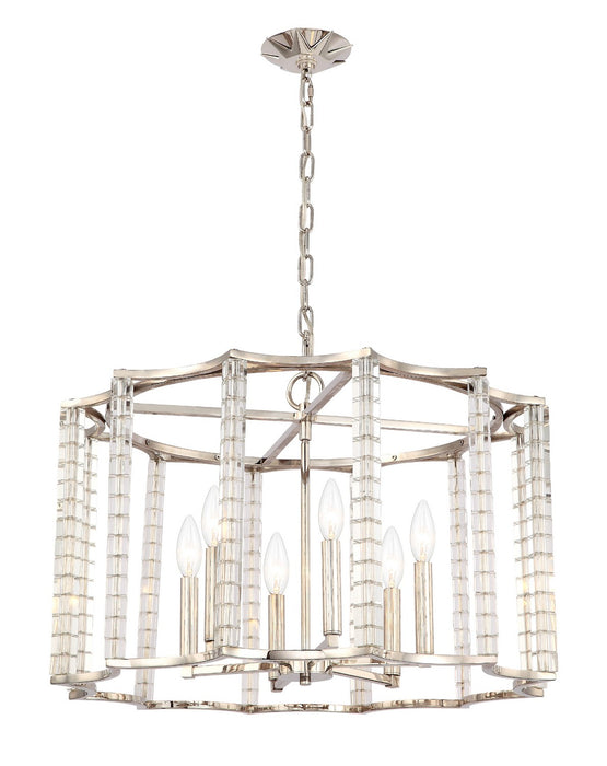 Crystorama 8856-PN Six Light Chandelier, Polished Nickel