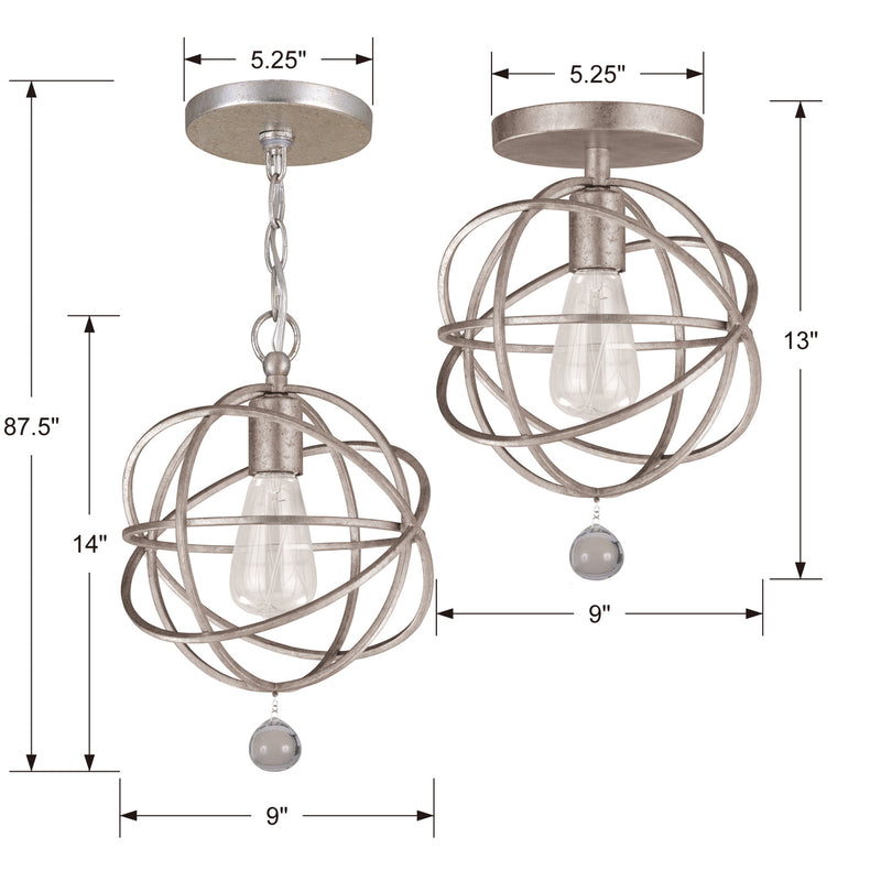 Crystorama 9220-OS One Light Pendant, Olde Silver