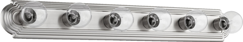 Quorum 5049-6-65 Six Light Vanity, Satin Nickel