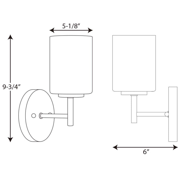 Progress Lighting P2131-104 One Light Bath Bracket, Polished Nickel