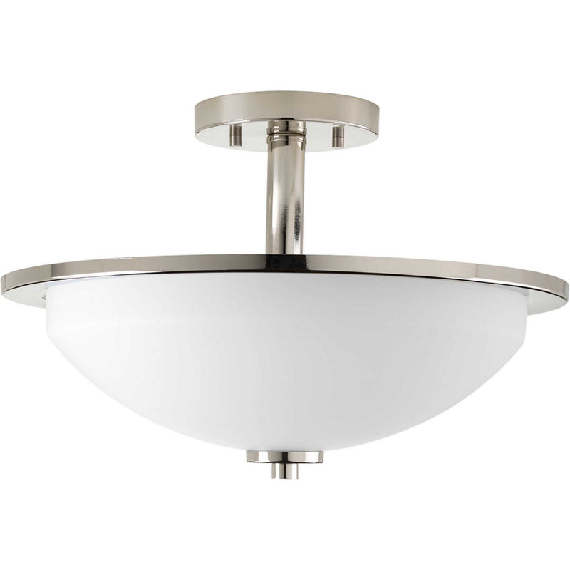 Progress Lighting P3424-104 Two Light Semi-Flush Mount, Polished Nickel