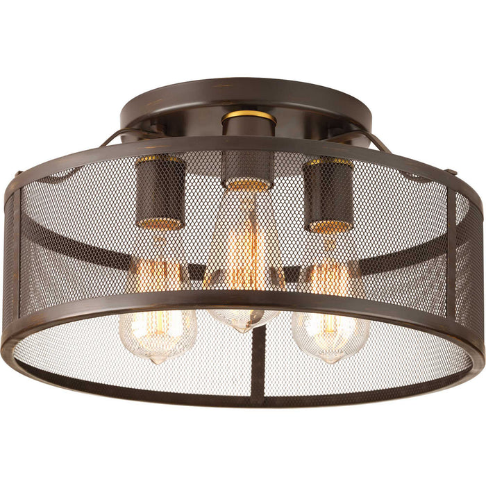 Progress Lighting P3452-20 Three Light Flush Mount, Antique Bronze