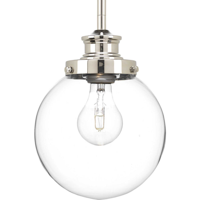 Progress Lighting P5067-104 One Light Pendant, Polished Nickel