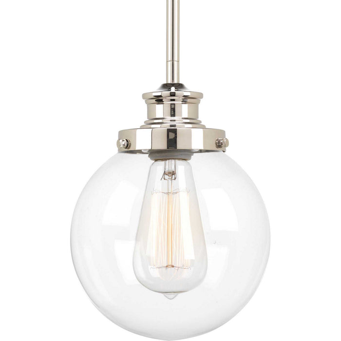 Progress Lighting P5067-104 One Light Pendant, Polished Nickel