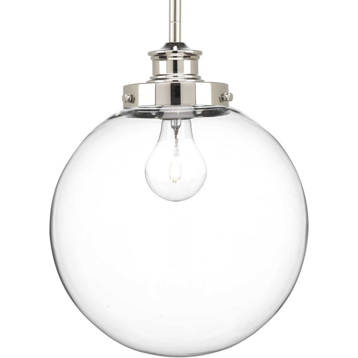 Progress Lighting P5070-104 One Light Pendant, Polished Nickel