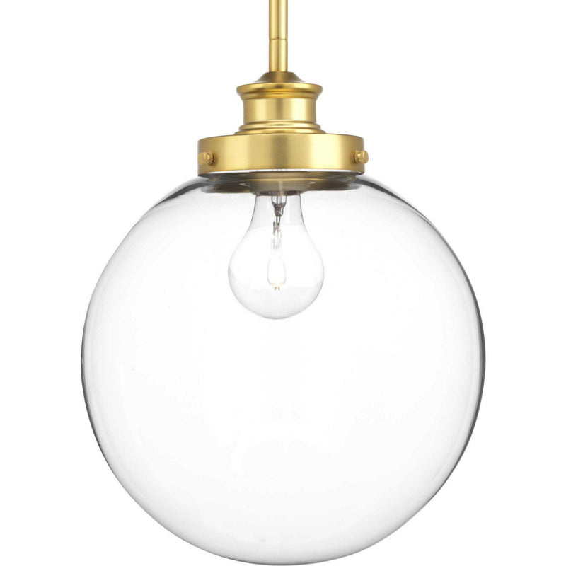 Progress Lighting P5070-137 One Light Pendant, Natural Brass