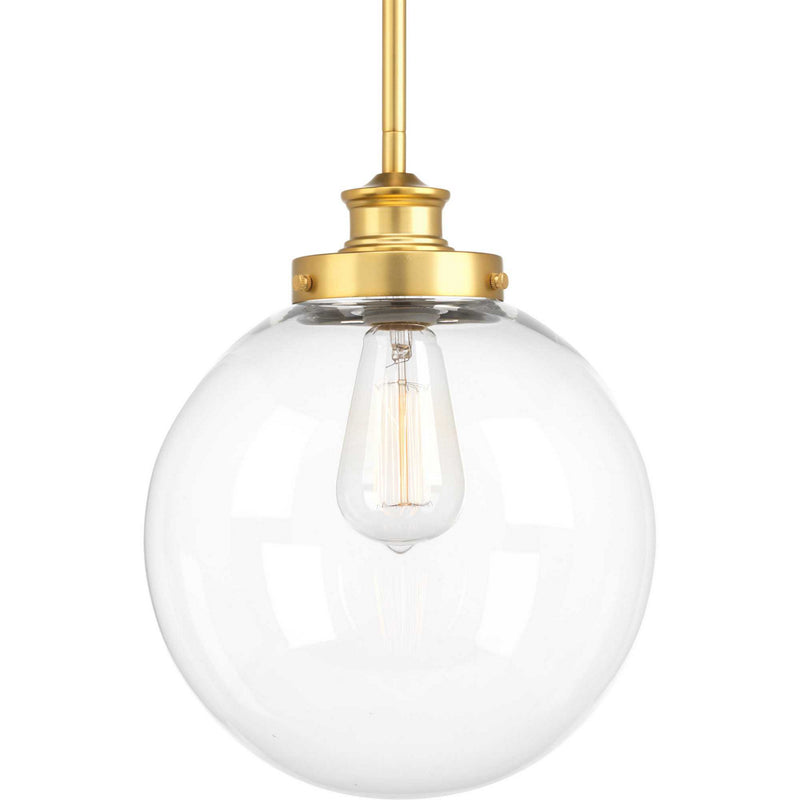 Progress Lighting P5070-137 One Light Pendant, Natural Brass