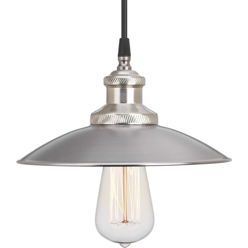 Progress Lighting P5161-81 One Light Pendant, Antique Nickel